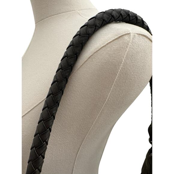 Vintage 00s Brighton Dark Gray Nylon & Crocodile Leather Trimmed Shoulder Bag - Picture 10 of 13